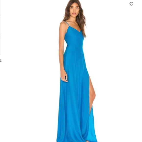 NWOT Amanda Uprichard Channing Gown- Electric Teal - Picture 5 of 6